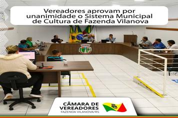 Vereadores aprovam o Sistema Municipal de Cultura de Fazenda Vilanova