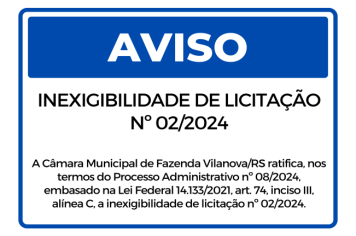 RATIFICA INEXIGIBILIDADE DE LICITAÇÃO