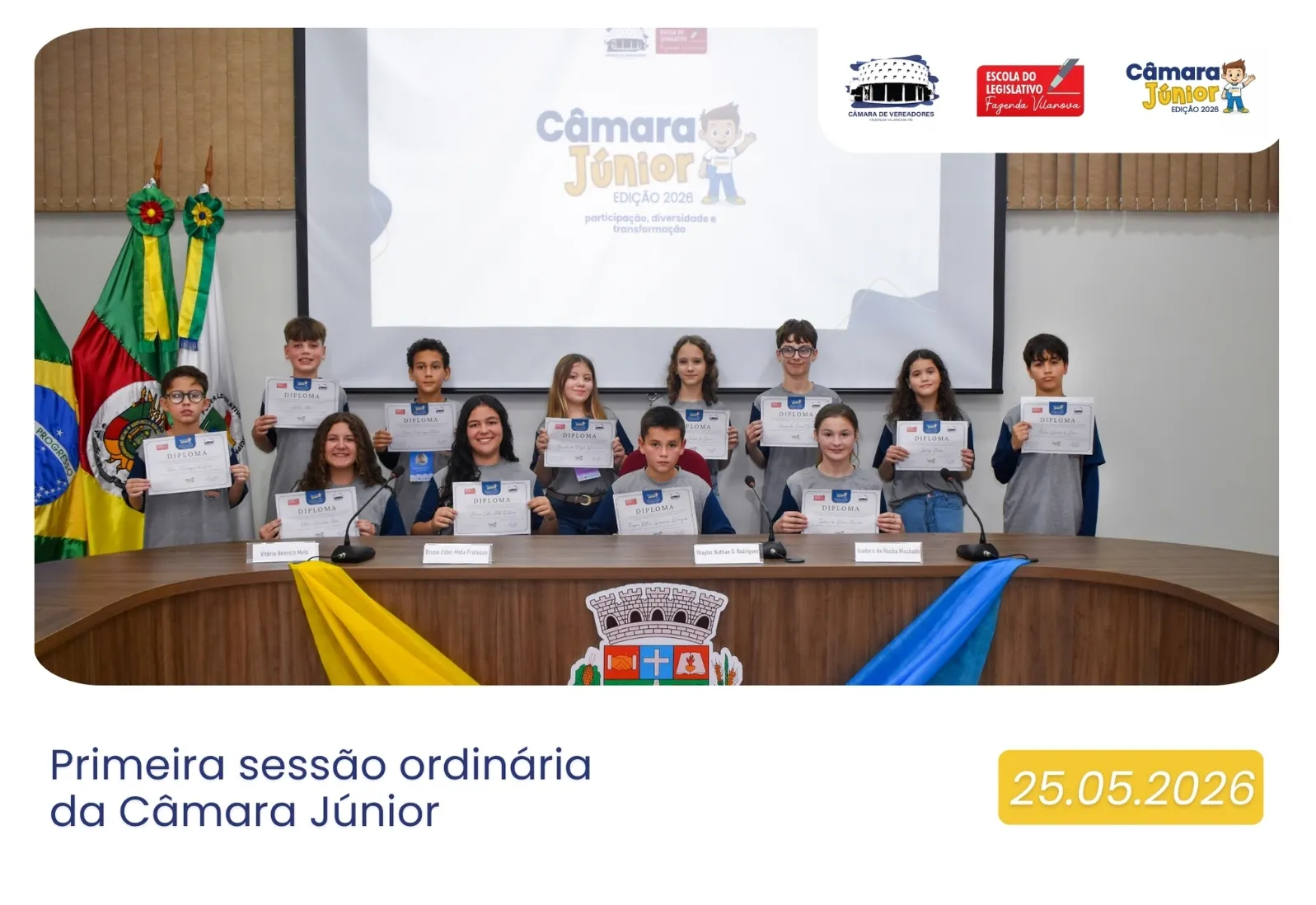PRIMEIRA SESSÃO DA CÂMARA JÚNIOR É REALIZADA EM FAZENDA VILANOVA