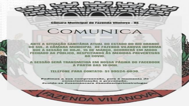 Sessão desta segunda-feira, (15/03) em novo horário