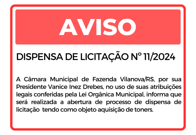 DISPENSA DE LICITAÇÃO Nº 11/2024