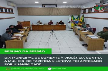 Dia Municipal de Combate á Violência Contra a Mulher de Fazenda Vilanova foi aprovado por unanimidade